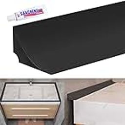 HASTHIP® 39inches Silicone Water Stopper Blocking Strip, Bathroom Waterproof Strip with Caulk Tape, Self-Adhesive Shower Room Caulk Strip, Shower Barrier Retention System (Black)-image-57