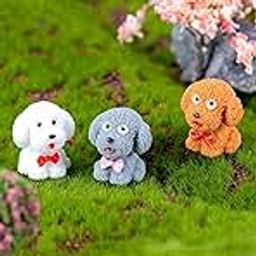 ascension 3 Pcs Cartoon Puppy Ornaments Cute Miniature Dog Figurine Animal Dog Characters Toys for Home Garden Dollhouse Cake Topper Decoration Multicolor Dog Puppy Miniature-image-1