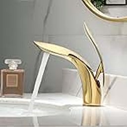 Plantex Pure Brass Pillar Tap for Wash Basin/Single Lever Hot & Cold Basin Mixer Tap/washbasin tap Faucet-(Gold)-image-50