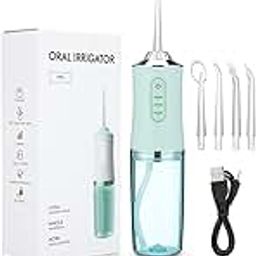 Nayeshenterprise Cordless Oral Irrigator with 3 Modes 4 Jets IPX7 Waterproof Rechargeable Irrigation Cleaner with 220ml Detachable Water Tank for Teeth Cleaning (Green)-image-88