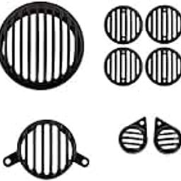 Grodd Grill with Headlight, Indicator, Tail Light, Parking Light Grill, Set of 8 Pcs for Royal Enfield Classic 350 Signals(Metal)-10