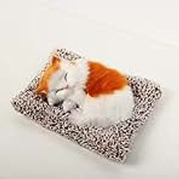 BOGEN LITE Sleeping Cat Plush Toy with Press Simulation Sound, Sleeping Cat Stuffed Animal Fur Soft Toys with Sound for Kids Car Dashboard Cat & Office Desk,Large (Orange)-image-5