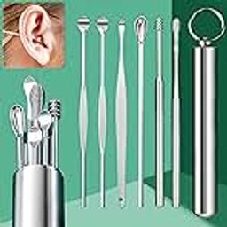 BELLOX 6 Pcs Ear Cleaning Kit, Resuable Ear wax Remover Tools Kit with Aluminum Tube - Ear Pick Wax Remover Kit with Ear Curette Cleaner and Spring Ear Buds Cleaner For Kids Men and Women-image-85