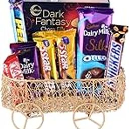 Astonished Retail Chocolate Gift Hamper with Metal Cart Basket | Chocolate Gift Hamper for Diwali, Birthday, Holi, Rakhi, New Year, Christmas, Anniversary, 1-image-91