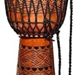 StarJam Deep Carved Mahogany Wood Djembe Drum – 14 Inches Diameter X 23.5 Inches Height Musical Instrument – Natural Finish-image-45