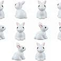 Krisah Resin Rabbits Miniature Garden Decoration Items White 10 pcs (Rabbits), Plant-image-35