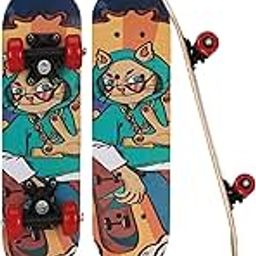 Strauss Kids Skateboard | 17 X 5 Inches Maple Wood Skateboard with PU Wheels for Kids Upto 5 Years | Suitable for Boys and Girls | Ideal for Beginners,Learners and Training Purpose, (Cat Girl)-image-23