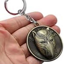 YaaNatural Catchy Mavels Avenger Super Hero Black Panther Mask Limited Edition Metal Key Chain Rotating & Keyring Unique Stylish For Bike And Car Mens & Womens Best For Gift Antique Colour-17
