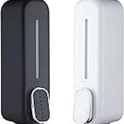 EVGREF Plastic By Evergreen Heavy Duty Wall Mount Liquid Soap Dispenser 350 Ml (Pack Of Black And White)-25