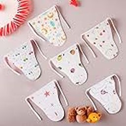 Kuber Industries Pack of 6 Washable & Soft Padded Baby Muslin Cotton Nappies & Diapers | Reusable Langot for Baby 0 to 6 Month - Large | White-9