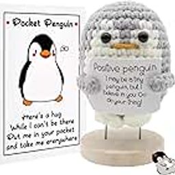 Handmade Crochet Penguin Plush Toy - Stress Relief & Emotional Support Gift for Kids, Adults & Coworkers (5.5x6.5cm + 4.5cm Base, Includes 7x10cm Card) - Birthday, Christmas, Valentine’s Day Present-7