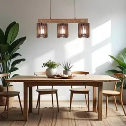symplify Ventus Brown Solid Wood Cluster Hanging Light-picture-44