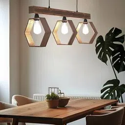 symplify Hexagram 3 Series Brown Solid Wood Cluster Hanging Light-picture-18
