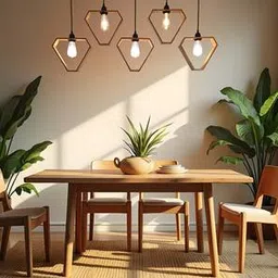symplify Hexad 5 Series Brown Solid Wood Cluster Hanging Light-picture-12