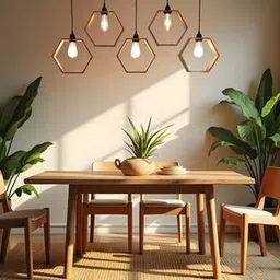 symplify Hexagram 5 Series Brown Solid Wood Cluster Hanging Light-picture-47