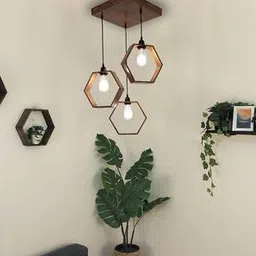 symplify Hexagram Brown Solid Wood Cluster Hanging Light-picture-20
