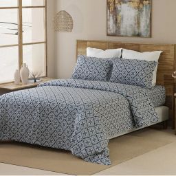 Layers 100% Cotton 144 TC Titan Tile Printed Bedsheet Set-picture-26