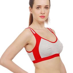 AROUSY Red & Grey Non Padded & Non-Wired Minimizer Bra image 4