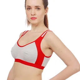 AROUSY Red & Grey Non Padded & Non-Wired Minimizer Bra image 3