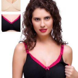 Inner Sense Organic Cotton Antimicrobial Laced Nursing Bra Pack of 3 - Multi-Color-picture-45