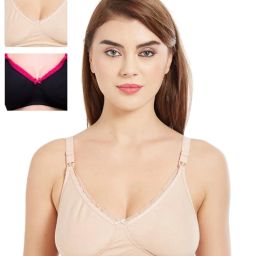Inner Sense Organic Cotton Antimicrobial Laced Nursing Bra Pack of 3 - Multi-Color-picture-11
