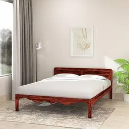 globally indian Isabella Solid Wood Queen Size Non Storage Bed in Honey Oak Finish-picture-12