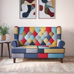 urban ladder Minnelli 2 Seater Fabric Loveseat in Retro Patchwork Colour-picture-40