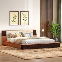 urban ladder Mahe Solid Wood King Size Non Storage Bed in Ancient Ivory Finish-picture-17