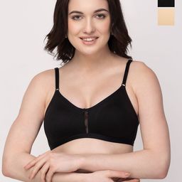 Floret Black & Beige Solid Non-Wired Pack Of 2 T-shirt Bra Katrina_Black-Skin_40B-39