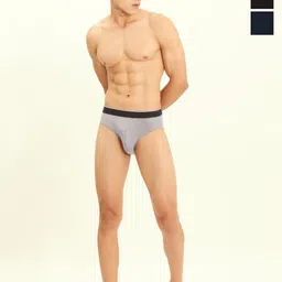 BRIEFLY Pack Of 3 Mid Rise Breathable Hipster Briefs 3PAK-V-NB_GY_BL-10
