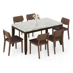 urban ladder Matteo 6 Seater Dining Table Finish Dark Walnut with of 6 lawson dinig chairs-picture-48