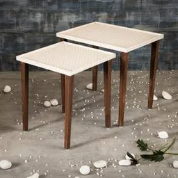 a tiny mistake Herringbone Solid Wood Side Table in Pu Paper Beige Finish-picture-8