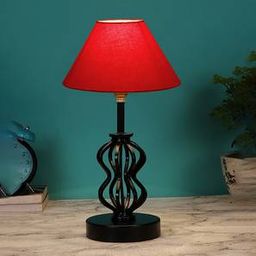 devansh Octavia Red cotton Table lamp with Iron Base-picture-33
