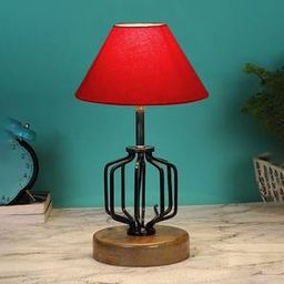 devansh Dahlia Red cotton Table lamp with Wood & Iron Base-picture-45