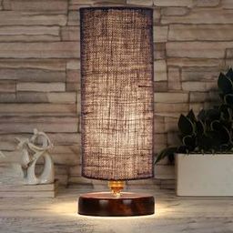 devansh Spencer Blue Jute table lamp with brown wood base-picture-41