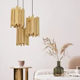 symplify Palisade Beige Solid Wood Cluster Hanging Light-picture-40