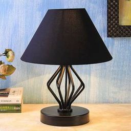 devansh Maisey Black Fabric Shade Table Lamp with Black Iron Base-picture-49