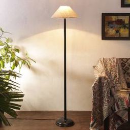 devansh Mickey White Natural Fiber Floor Lamp with Black Iron Base-picture-16