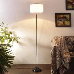 devansh Naveen Multicolour Fabric Floor Lamp with Black Iron Base-picture-6