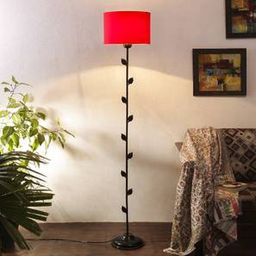 devansh Greer Red Fabric Floor Lamp with Black Iron Base-picture-13