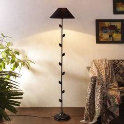 devansh Eliot Black Fabric Floor Lamp with Black Iron Base-picture-12