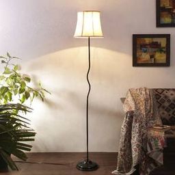 devansh Savannah Off White Fabric Floor Lamp with Black Iron Base-picture-18