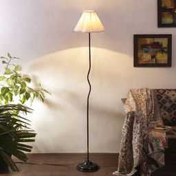 devansh Jade Off White Fabric Floor Lamp with Black Iron Base-picture-23