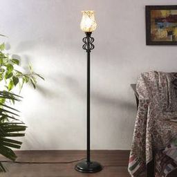 devansh Reed Multicolour Glass Floor Lamp with Black Iron Base-picture-39
