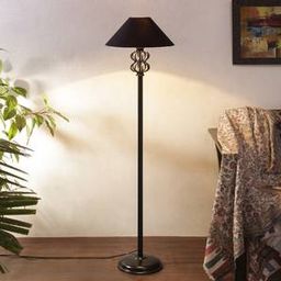 devansh Sky Black Fabric Floor Lamp with Black Iron Base-picture-1