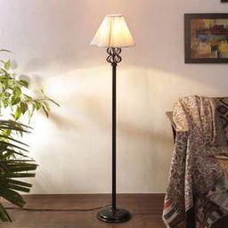 devansh Opal Off White Fabric Floor Lamp with Black Iron Base-picture-38