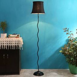 devansh Brendan Black Fabric Floor Lamp with Black Iron Base-picture-0
