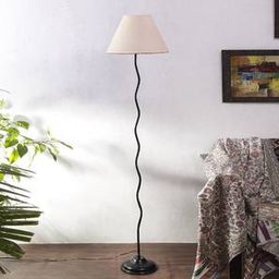 devansh Azalea White Natural Fiber Floor Lamp with Black Iron Base-picture-2