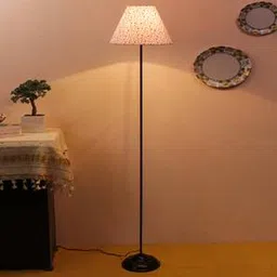 Sonya Multicolour Fabric Floor Lamp with Black Iron Base-image-10