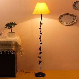 devansh Cathy Yellow Fabric Floor Lamp with Black Iron Base-picture-16